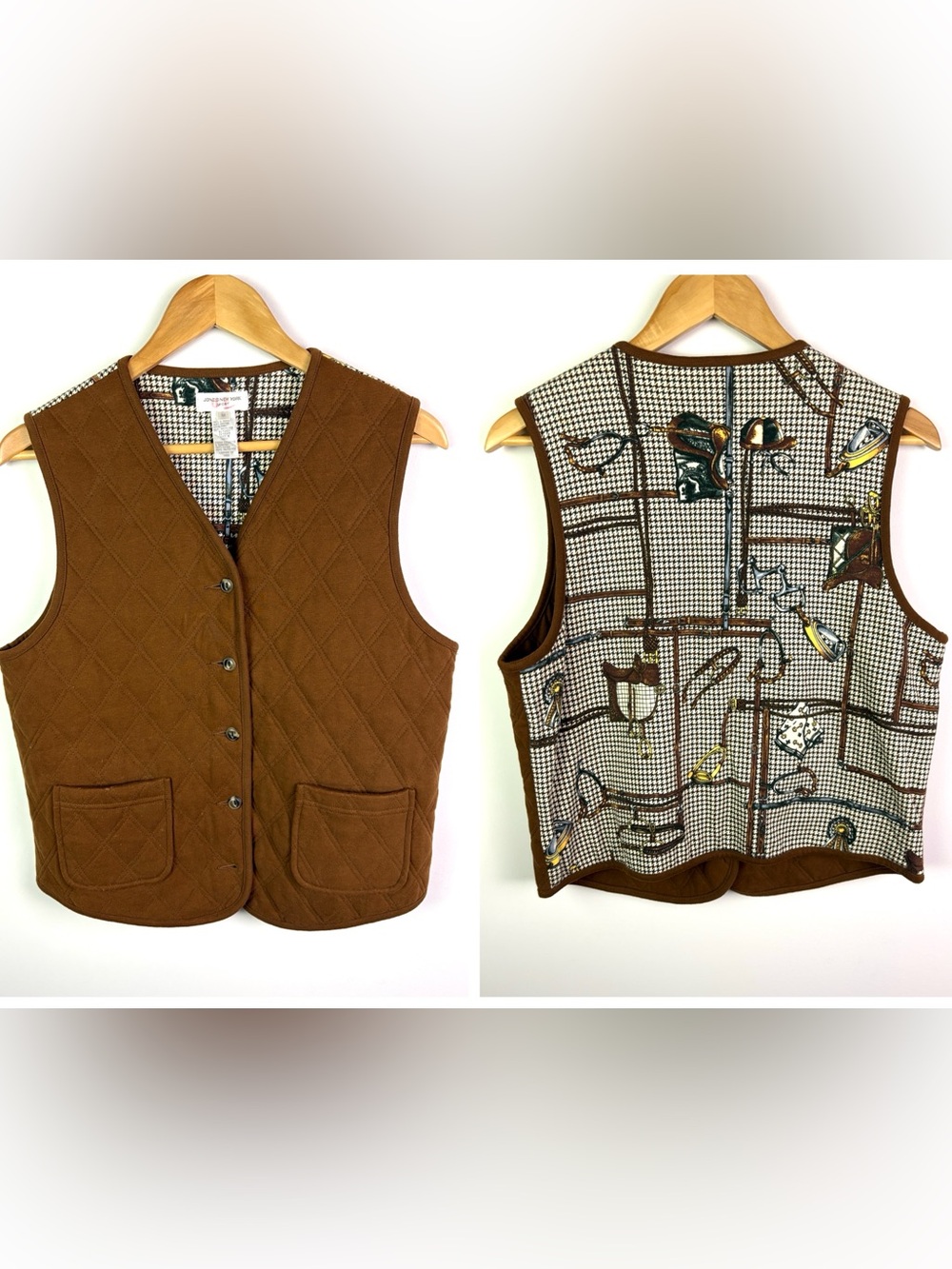 Vintage Jones New York Quilted Brown Women's Vest size M